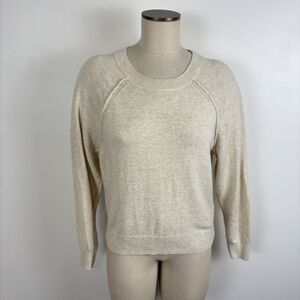 Lucky Brand Womens Small Cream Oatmeal Crewneck Raglan Sleeve Light Sweater